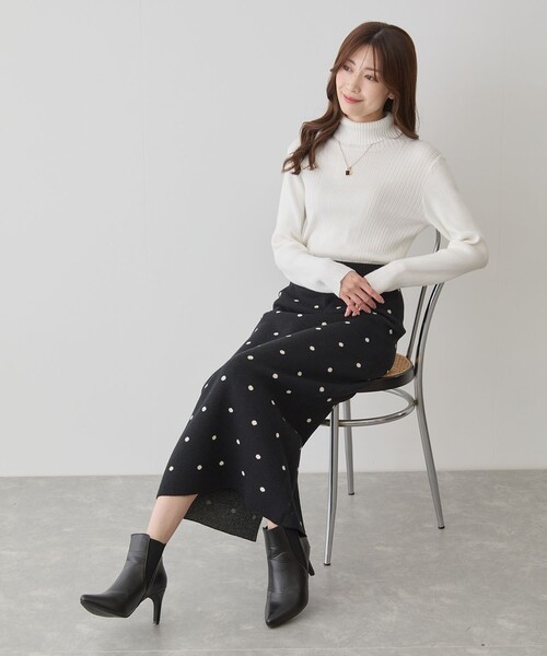Jayro(ジャイロ)の「ドットジャガードナロースカート(スカート・レディース・ブラック系その他/ホワイト系その他2・M)」の9枚目の写真
