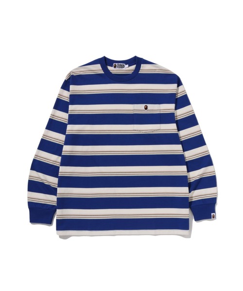 A BATHING APE(アベイシングエイプ)の「STRIPE ONE POINT RELAXED FIT POCKET LS TEE(Tシャツ/カットソー・メンズ・ブラック/ネイビー/ベージュ・XX-LARGE/X-LARGE/LARGE/MEDIUM/SMALL)」の3枚目の写真