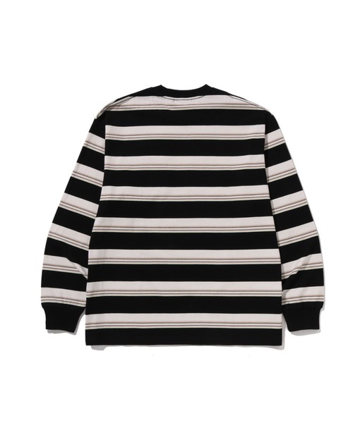 A BATHING APE(アベイシングエイプ)の「STRIPE ONE POINT RELAXED FIT POCKET LS TEE(Tシャツ/カットソー・メンズ・ブラック/ネイビー/ベージュ・XX-LARGE/X-LARGE/LARGE/MEDIUM/SMALL)」の4枚目の写真
