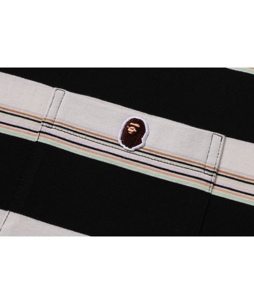 A BATHING APE(アベイシングエイプ)の「STRIPE ONE POINT RELAXED FIT POCKET LS TEE(Tシャツ/カットソー・メンズ・ブラック/ネイビー/ベージュ・XX-LARGE/X-LARGE/LARGE/MEDIUM/SMALL)」の7枚目の写真