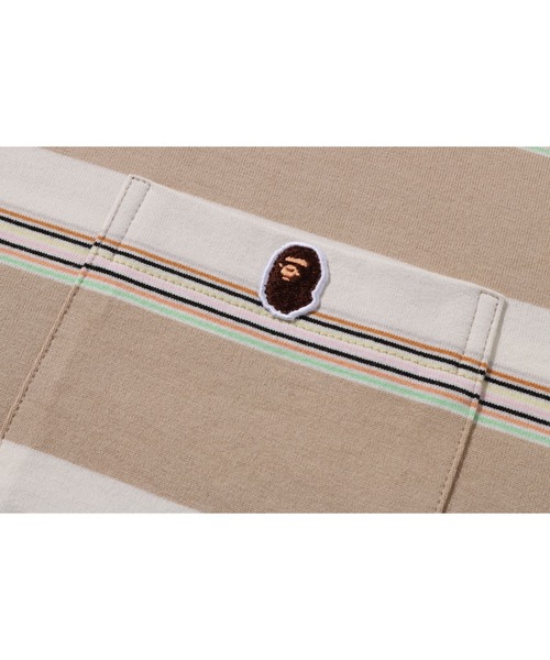 A BATHING APE(アベイシングエイプ)の「STRIPE ONE POINT RELAXED FIT POCKET LS TEE(Tシャツ/カットソー・メンズ・ブラック/ネイビー/ベージュ・XX-LARGE/X-LARGE/LARGE/MEDIUM/SMALL)」の8枚目の写真