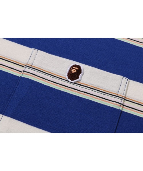 A BATHING APE(アベイシングエイプ)の「STRIPE ONE POINT RELAXED FIT POCKET LS TEE(Tシャツ/カットソー・メンズ・ブラック/ネイビー/ベージュ・XX-LARGE/X-LARGE/LARGE/MEDIUM/SMALL)」の9枚目の写真
