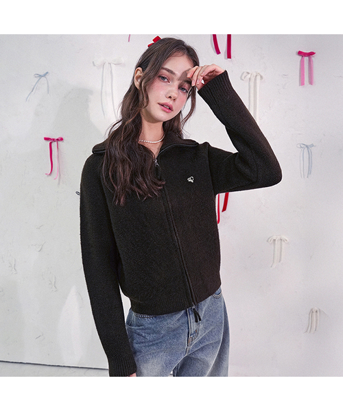 Vivacious(ビバシャス)の「Rose Mignon Zip-up_3Colors(カーディガン/ボレロ・レディース・ピンク/ブラウン/チャコール・FREE)」の1枚目の写真