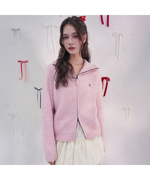 Vivacious(ビバシャス)の「Rose Mignon Zip-up_3Colors(カーディガン/ボレロ・レディース・ピンク/ブラウン/チャコール・FREE)」の3枚目の写真