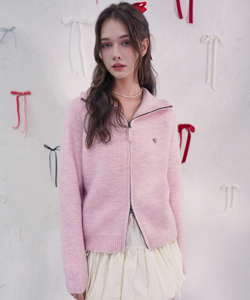 Vivacious(ビバシャス)の「Rose Mignon Zip-up_3Colors(カーディガン/ボレロ・レディース・ピンク/ブラウン/チャコール・FREE)」の4枚目の写真