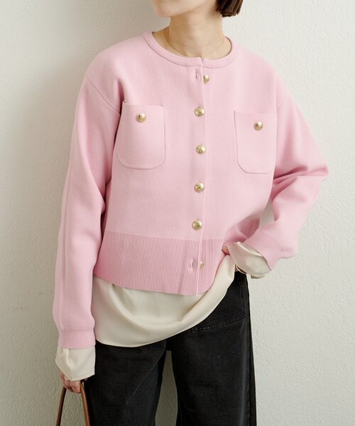 Omekashi（オメカシ）の「スウェットライクボタンカーディガン（カーディガン/ボレロ・レディース・アイボリー/ブラック/ブラウン/レッド/ピンク/オフホワイト/グレー・FREE）」の22枚目の写真