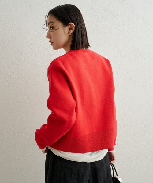 Omekashi（オメカシ）の「スウェットライクボタンカーディガン（カーディガン/ボレロ・レディース・アイボリー/ブラック/ブラウン/レッド/ピンク/オフホワイト/グレー・FREE）」の10枚目の写真