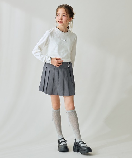 Amourire girl（アムリールガール）の「サイドベルトプリーツスカート（スカート・キッズ・ブラック/グレー/チャコールグレー・130cm/140cm/150cm/160cm）」の14枚目の写真