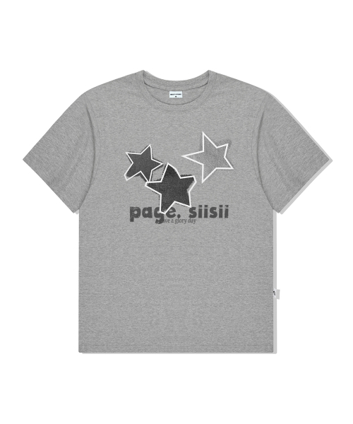PAGESIISII(ページシシ)の「ブラックデニムスタープリンティング半袖Tシャツメランジグレー(Tシャツ/カットソー・レディース・その他・SMALL/MEDIUM/LARGE)」の1枚目の写真