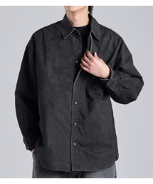 BUTTON SEOUL（ボタンソウル）の「ピグメントウォッシングパディッドオーバーサイズワークシャツ（チャコール）（シャツ/ブラウス）」