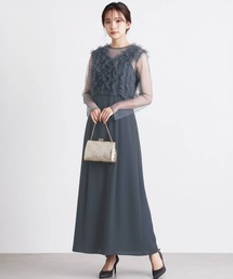 Cinderella（シンデレラ）の「パーティードレス ドレス ワンピース 結婚式 オケージョンドレス フォーマル ロングドレス ロング丈 ミモレ丈 セレモニー 長袖 ベスト フリル おしゃれ きれいめ 上品 結婚式 お呼ばれ 謝恩会 発表会 披露宴 食事会 二次会 演奏会 成人式（ドレス）」