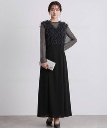 【断捨離中】ミモレ丈＆袖ありフォーマルジレ付きオケージョンドレスワンピース 断捨離中】ミモレ丈＆袖ありフォーマルジレ付きオケージョンドレス