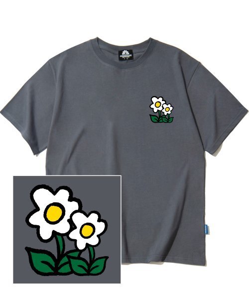 TRIPSHION(トリップション)の「DOUBLE FLOWER LOGO Tシャツ - グレー(Tシャツ/カットソー・メンズ・その他・LARGE/MEDIUM/X-LARGE)」の1枚目の写真