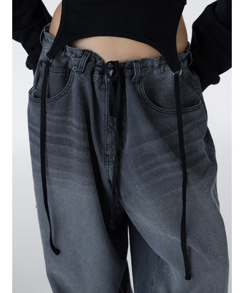 WHOLE PAPER（ホールペーパー）の「テンセルワイドデニムパンツ（ブラック）（デニムパンツ・レディース・ブラック・ONE）」の5枚目の写真