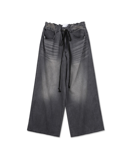 WHOLE PAPER（ホールペーパー）の「テンセルワイドデニムパンツ（ブラック）（デニムパンツ・レディース・ブラック・ONE）」の6枚目の写真