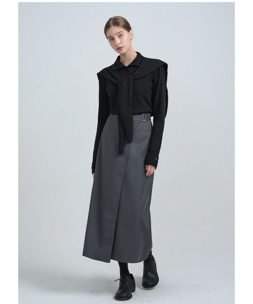 MICANE（ミケーネ）の「ノエミビジョ ラップロングスカート（スカート・レディース・ブラック/チャコール・MEDIUM/LARGE/X-LARGE/XX-LARGE/X-SMALL/SMALL）」の7枚目の写真