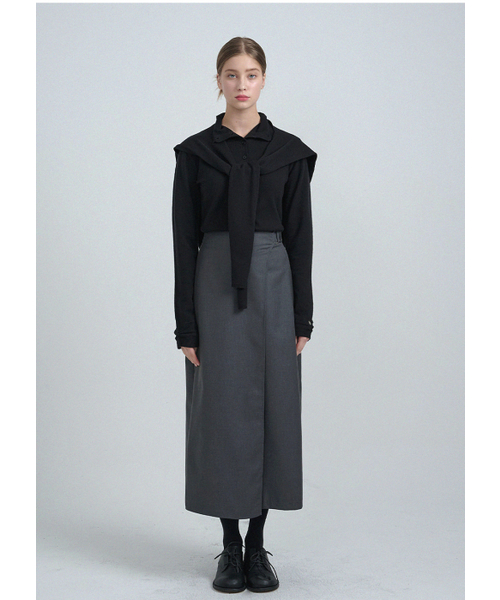 MICANE（ミケーネ）の「ノエミビジョ ラップロングスカート（スカート・レディース・ブラック/チャコール・MEDIUM/LARGE/X-LARGE/XX-LARGE/X-SMALL/SMALL）」の9枚目の写真