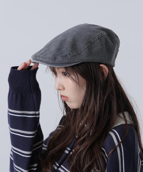 FREE'S MART（フリーズマート）の「◆ピグメント加工ハンチング（ハンチング/ベレー帽・レディース・ブラック・ﾌﾘ-）」の2枚目の写真
