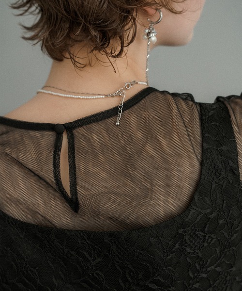 et.UNiVER（エトユニベール）の「Sheer Peplum Overlay Top＆Pants
