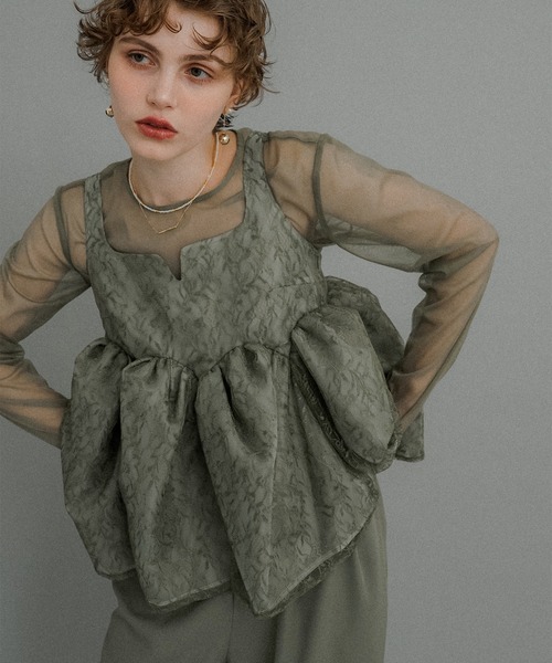 et.UNiVER Sheer Peplum Overlay Top＆Pants Sheer Peplum Overlay Top＆Pants（パンツドレス）｜et.UNiVER（エト