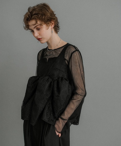 et.UNiVER Sheer Peplum Overlay Top＆Pants Sheer Peplum Overlay Top＆Pants（パンツドレス）｜et.UNiVER（エト