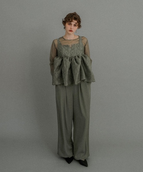 et.UNiVER Sheer Peplum Overlay Top＆Pants Sheer Peplum Overlay Top＆Pants（パンツドレス）｜et.UNiVER（エト
