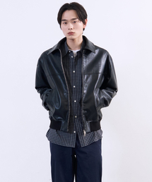 PLAC（プラック）の「レザーブルゾンジャンパー ブラック（ライダースジャケット）」