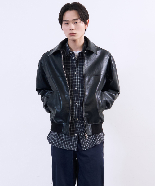 PLAC(プラック)の「レザーブルゾンジャンパー ブラック(ライダースジャケット・メンズ・その他・X-SMALL/SMALL/MEDIUM/LARGE)」の1枚目の写真