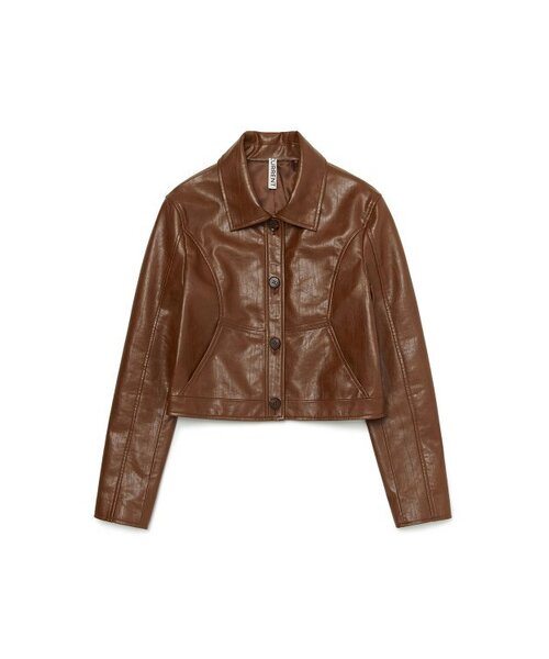 CURRENT（カレント）の「CROP LEATHER JACKET [BROWN]（ライダースジャケット・レディース・その他・FREE）」の2枚目の写真