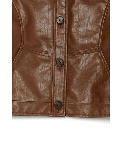 CURRENT（カレント）の「CROP LEATHER JACKET [BROWN]（ライダースジャケット・レディース・その他・FREE）」の4枚目の写真
