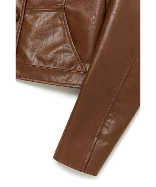 CURRENT（カレント）の「CROP LEATHER JACKET [BROWN]（ライダースジャケット・レディース・その他・FREE）」の5枚目の写真