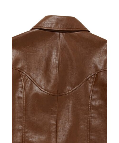 CURRENT（カレント）の「CROP LEATHER JACKET [BROWN]（ライダースジャケット・レディース・その他・FREE）」の6枚目の写真
