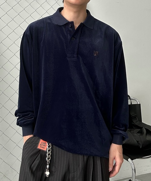 セール】【ユニセックス】 ベロア刺繍ポロシャツ（ポロシャツ