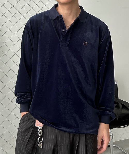 セール】【ユニセックス】 ベロア刺繍ポロシャツ（ポロシャツ