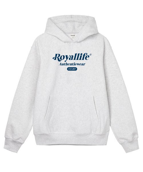 ROYALLIFE(ロイヤルライフ)の「RLPH1007 ニューアセンティックロゴ裏起毛フードパーカー - グレー(パーカー・メンズ・グレー・SMALL)」の1枚目の写真