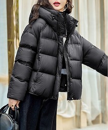 Pittok（ピットク）の「ドローコードフード付きふんわり中綿ダウンジャケット（ダウンジャケット/コート）」