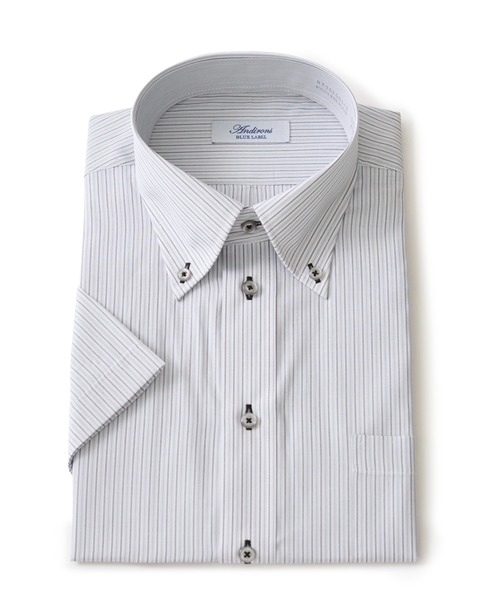 TETE HOMME(テットオム)の「形態安定 アイスキープ T/Cドレスシャツ / 半袖ビジネスシャツ(ビジネスシャツ・メンズ・サックスブルー系1/グレー系1/ホワイト系1/ホワイト系3/グレー系2/ホワイト系2/サックスブルー系3/サックスブルー系2・MEDIUM/X-LARGE/LARGE)」の5枚目の写真