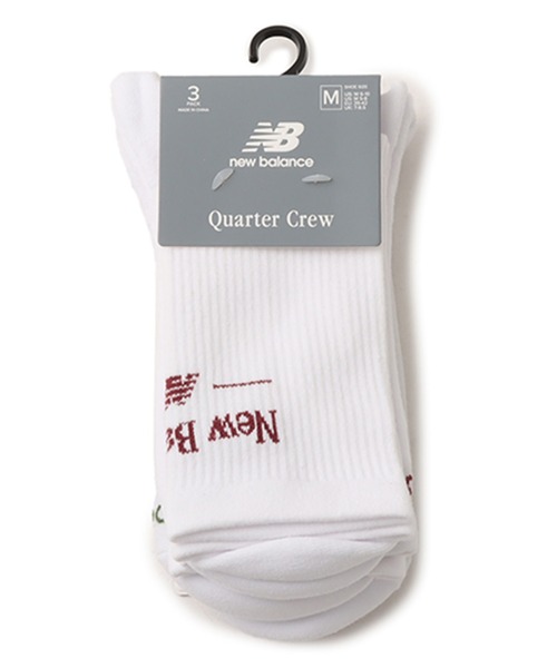 NEW BALANCE（ニューバランス）の「New Balance NB Script Logo Quarter Crew 3 Pack / ニューバランス スクリプトロゴクォータークルー3 パック（ソックス/靴下・レディース・ホワイト・L/M/S）」の2枚目の写真