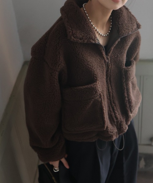 Marient（マリエント）の「ボアジップアウター（その他アウター・レディース・ブラウン/グレー・FREE）」の2枚目の写真