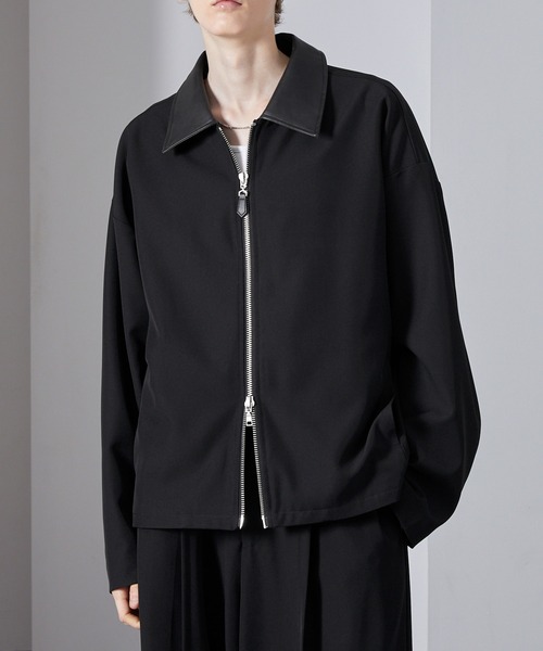 Loose/ルース（ルース）の「合皮切替 ショートダブルジップブルゾン（ブルゾン・メンズ・アッシュグレー/ブラック/ネイビー・L/M/S）」の5枚目の写真