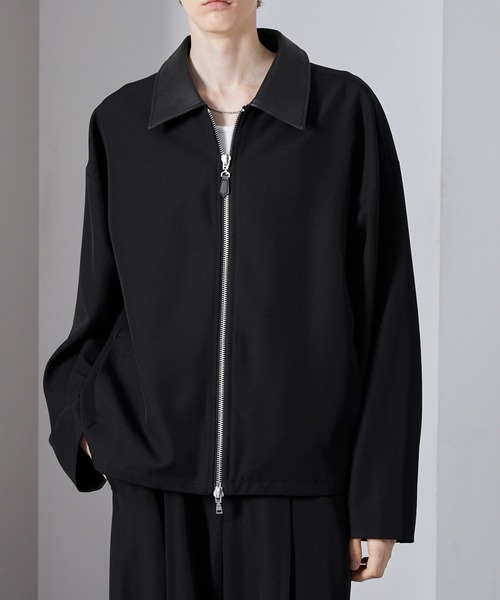 Loose/ルース（ルース）の「合皮切替 ショートダブルジップブルゾン（ブルゾン・メンズ・アッシュグレー/ブラック/ネイビー・L/M/S）」の6枚目の写真