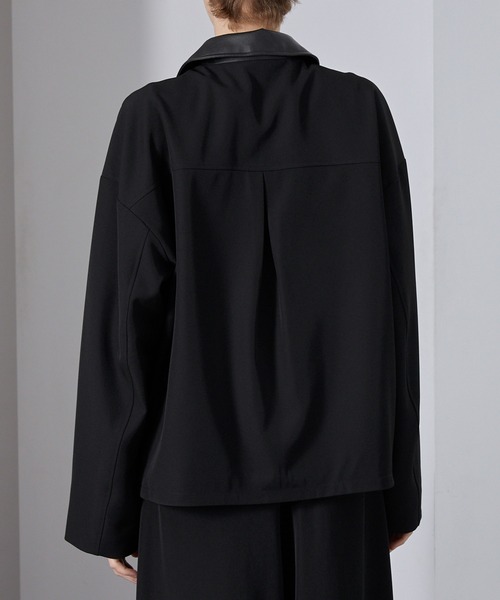 Loose/ルース（ルース）の「合皮切替 ショートダブルジップブルゾン（ブルゾン・メンズ・アッシュグレー/ブラック/ネイビー・L/M/S）」の8枚目の写真