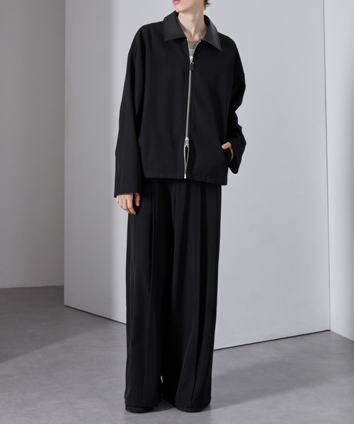 Loose/ルース（ルース）の「合皮切替 ショートダブルジップブルゾン（ブルゾン・メンズ・アッシュグレー/ブラック/ネイビー・L/M/S）」の10枚目の写真