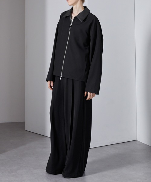 Loose/ルース（ルース）の「合皮切替 ショートダブルジップブルゾン（ブルゾン・メンズ・アッシュグレー/ブラック/ネイビー・L/M/S）」の12枚目の写真