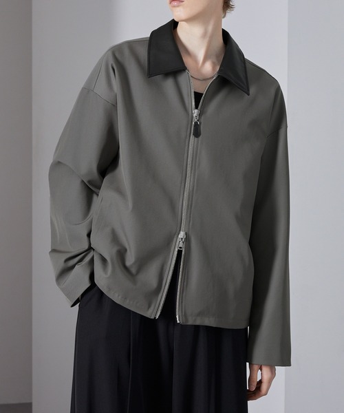 Loose/ルース（ルース）の「合皮切替 ショートダブルジップブルゾン（ブルゾン・メンズ・アッシュグレー/ブラック/ネイビー・L/M/S）」の16枚目の写真