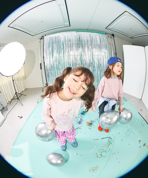 pairmanon(ペアマノン)の「【綿100%】ユニセックス ネームタグ付き カラーボーダー ロンT(Tシャツ/カットソー・キッズ・ブルー/オレンジ/ピンク/グリーン・100/110/120/130/140/150/90)」の9枚目の写真