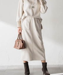 【WEB限定】フェイクスエードナロースカート≪セットアップ対応/洗える≫