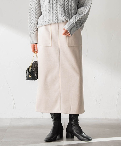 【NEW】ロートレアモン（LAUTREAMONT）/【WEB限定】フェイクスエードナロースカート≪セットアップ対応/洗える≫ セール】【WEB限定】フェイクスエードナロースカート≪セットアップ