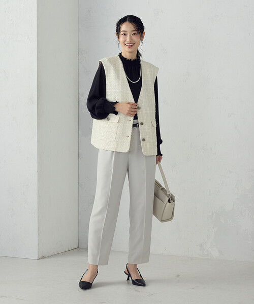 COMME CA ISM(コムサイズム)の「【宮城舞さん着用】ポリエステルジョーゼット シャーリングブラウス(シャツ/ブラウス・レディース・オフホワイト/サックスブルー/ブラック・SMALL/X-LARGE/LARGE/MEDIUM)」の15枚目の写真