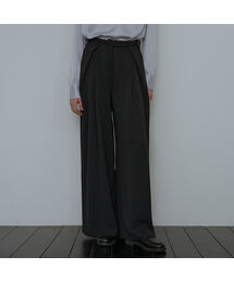 Silky Belt Wide Slacks [Black]